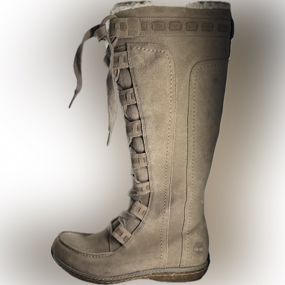 Timberland Women Tall Waterproof Taupe Boots - Picture 4 of 9